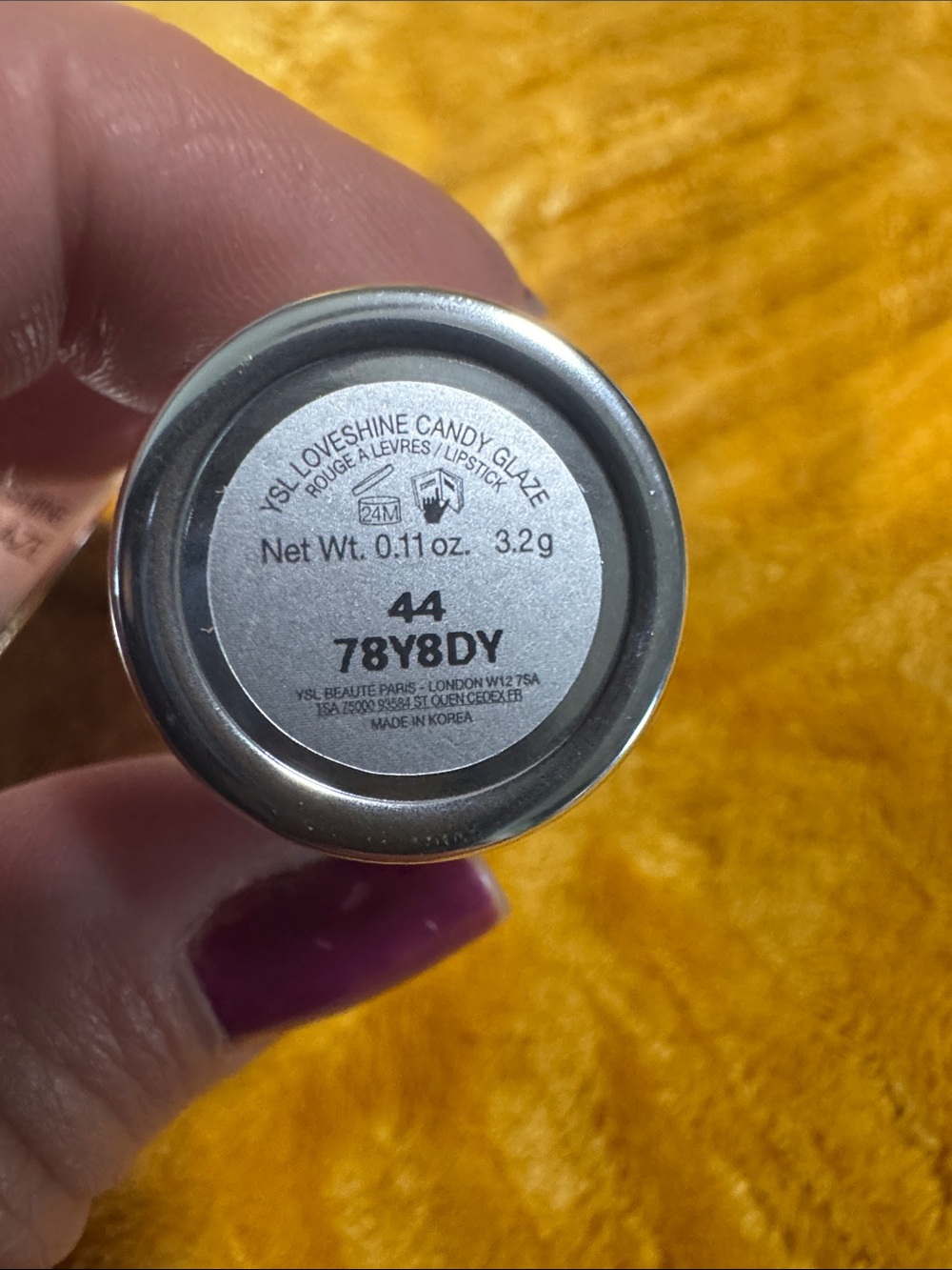 Yves Saint Laurent YSL Candy Glaze Lipstick - NUDE 44 - Picture 6 of 9